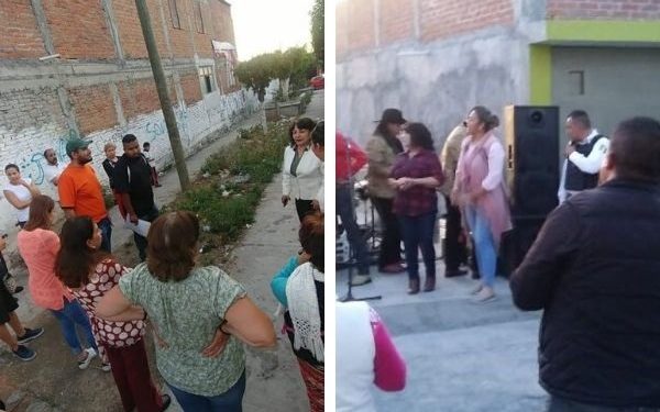 Colonos agradecen a la regidora Carmen Cortes por obra realizada.